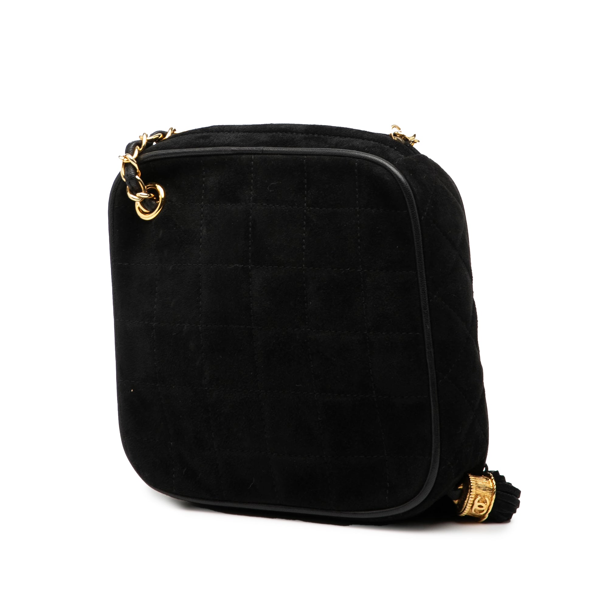 CC Quilted Suede Diamon Tassel Bag