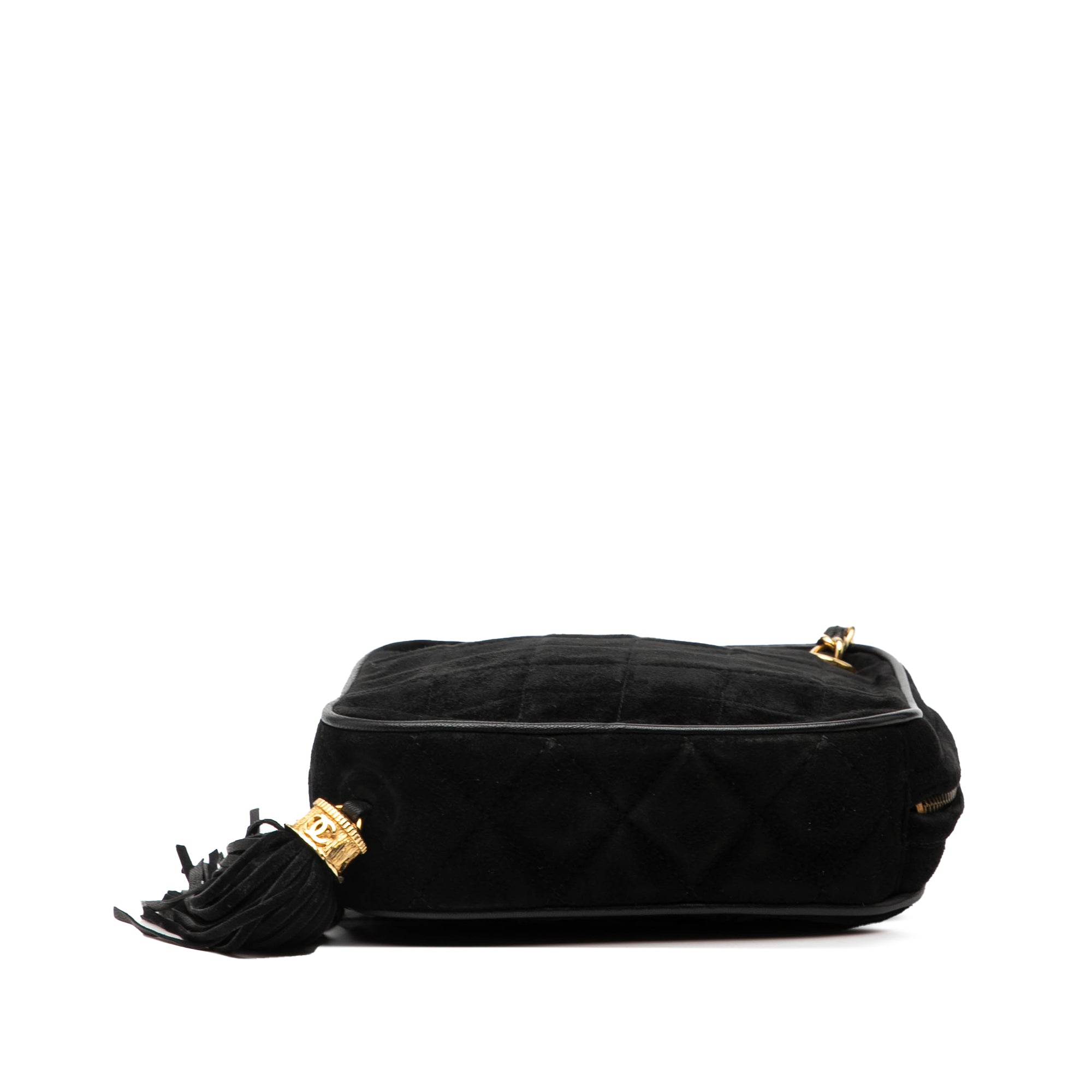 CC Quilted Suede Diamon Tassel Bag