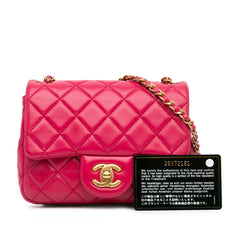 Mini Square Classic Lambskin Pearl Crush Single Flap