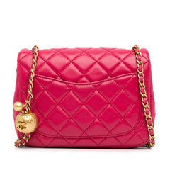 Mini Square Classic Lambskin Pearl Crush Single Flap