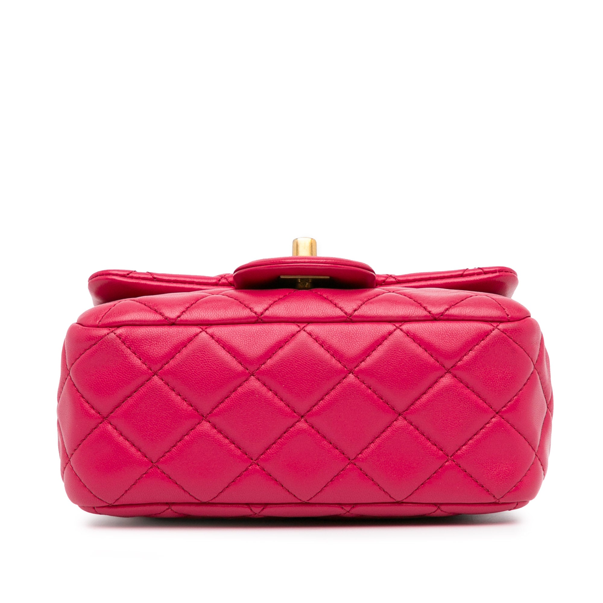 Mini Square Classic Lambskin Pearl Crush Single Flap