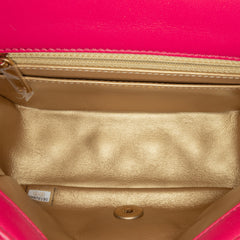 Mini Square Classic Lambskin Pearl Crush Single Flap