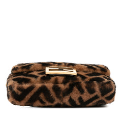 Mini Zucca Shearling Chain Baguette Satchel