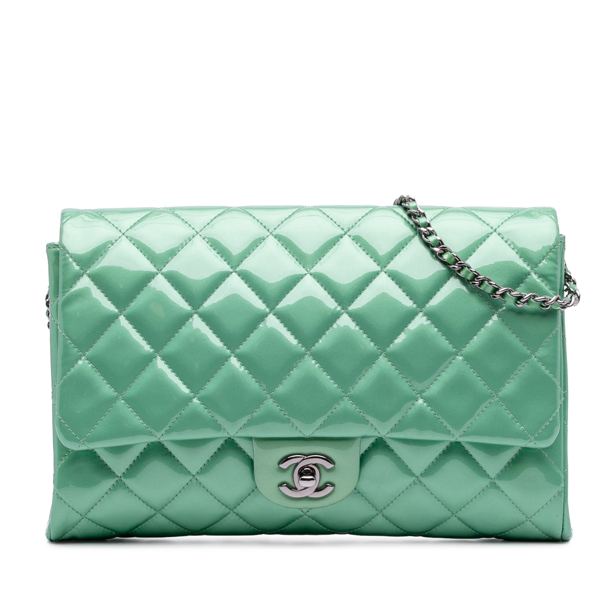 Quilted Patent New Clutch on Chain