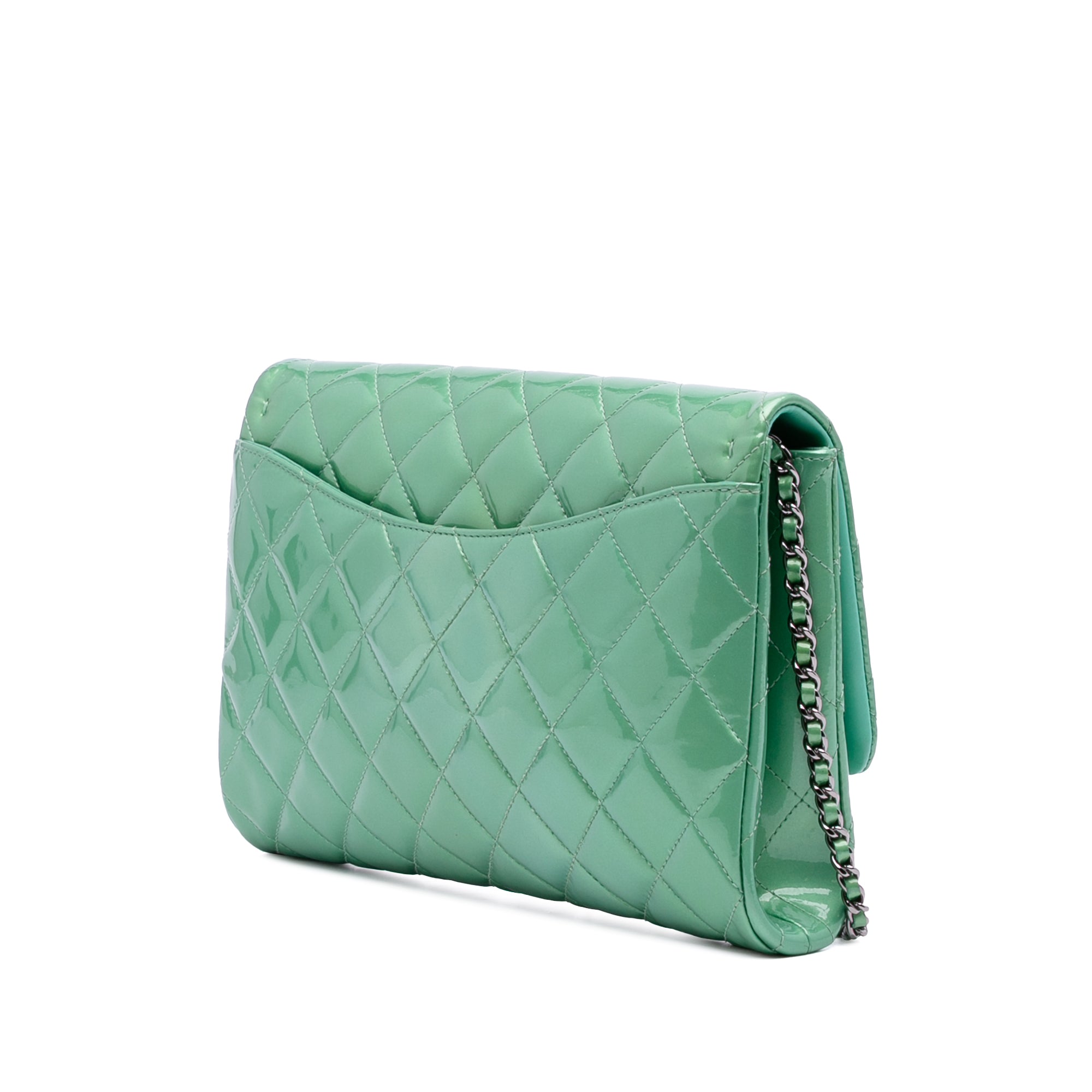 Quilted Patent New Clutch on Chain