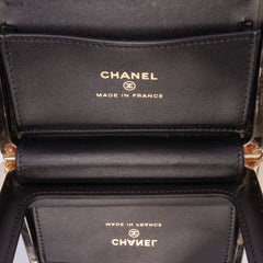 Quilted Patent Boy Box Minaudiere on Chain