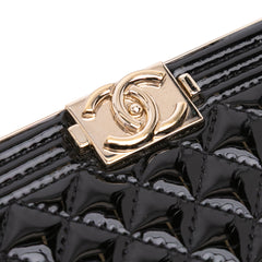Quilted Patent Boy Box Minaudiere on Chain