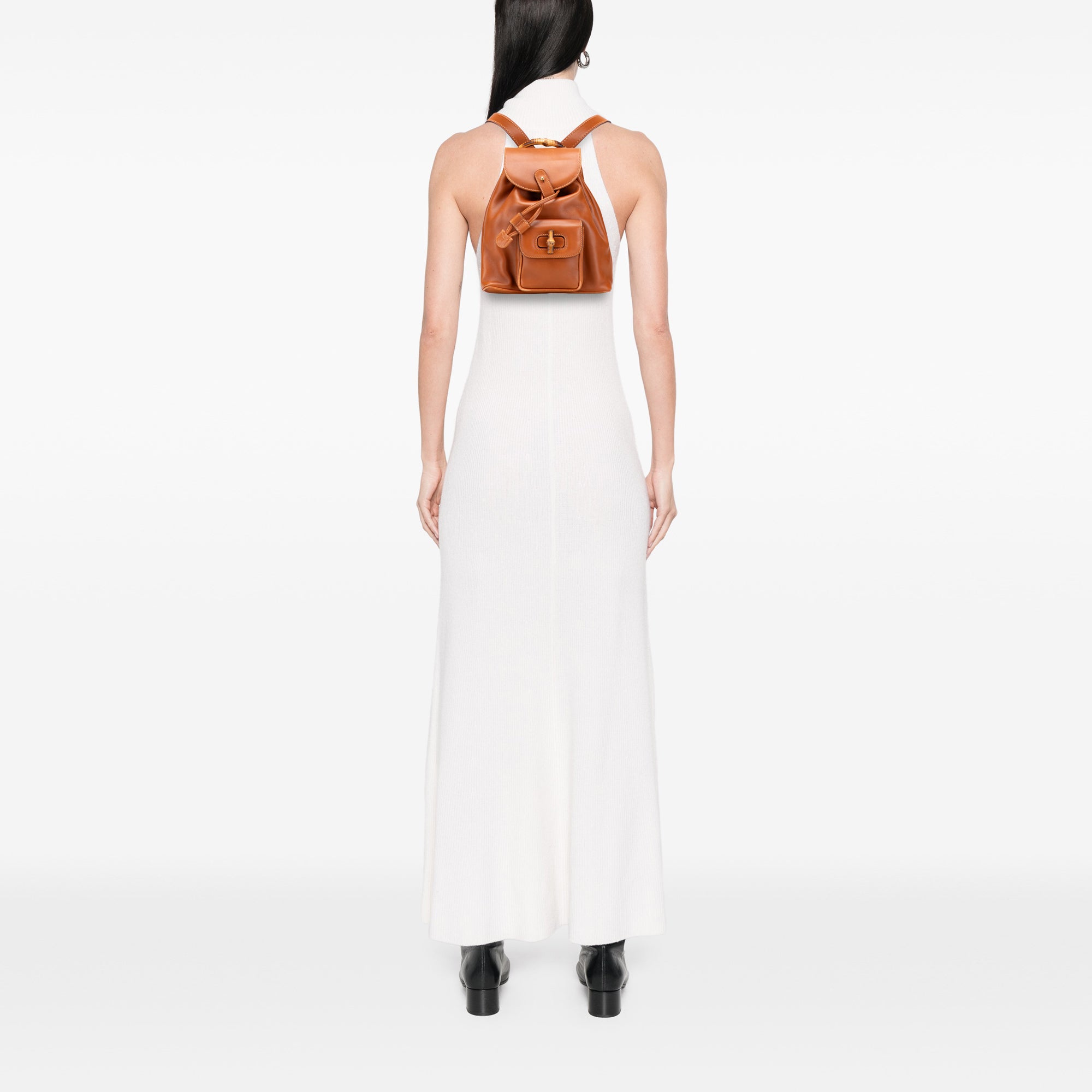 Leather Bamboo Drawstring Backpack