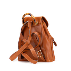 Leather Bamboo Drawstring Backpack