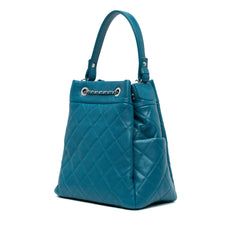 Quilted Caviar Drawstring Chain Bucket Bag