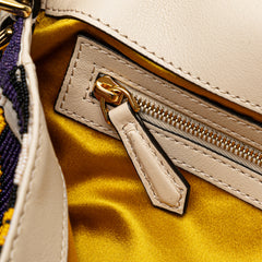 Beaded Satin Baguette Satchel