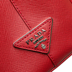 Small Bicolor Saffiano Galleria Double Zip Satchel