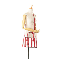 Small Bicolor Saffiano Galleria Double Zip Satchel