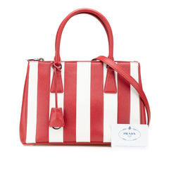 Small Bicolor Saffiano Galleria Double Zip Satchel