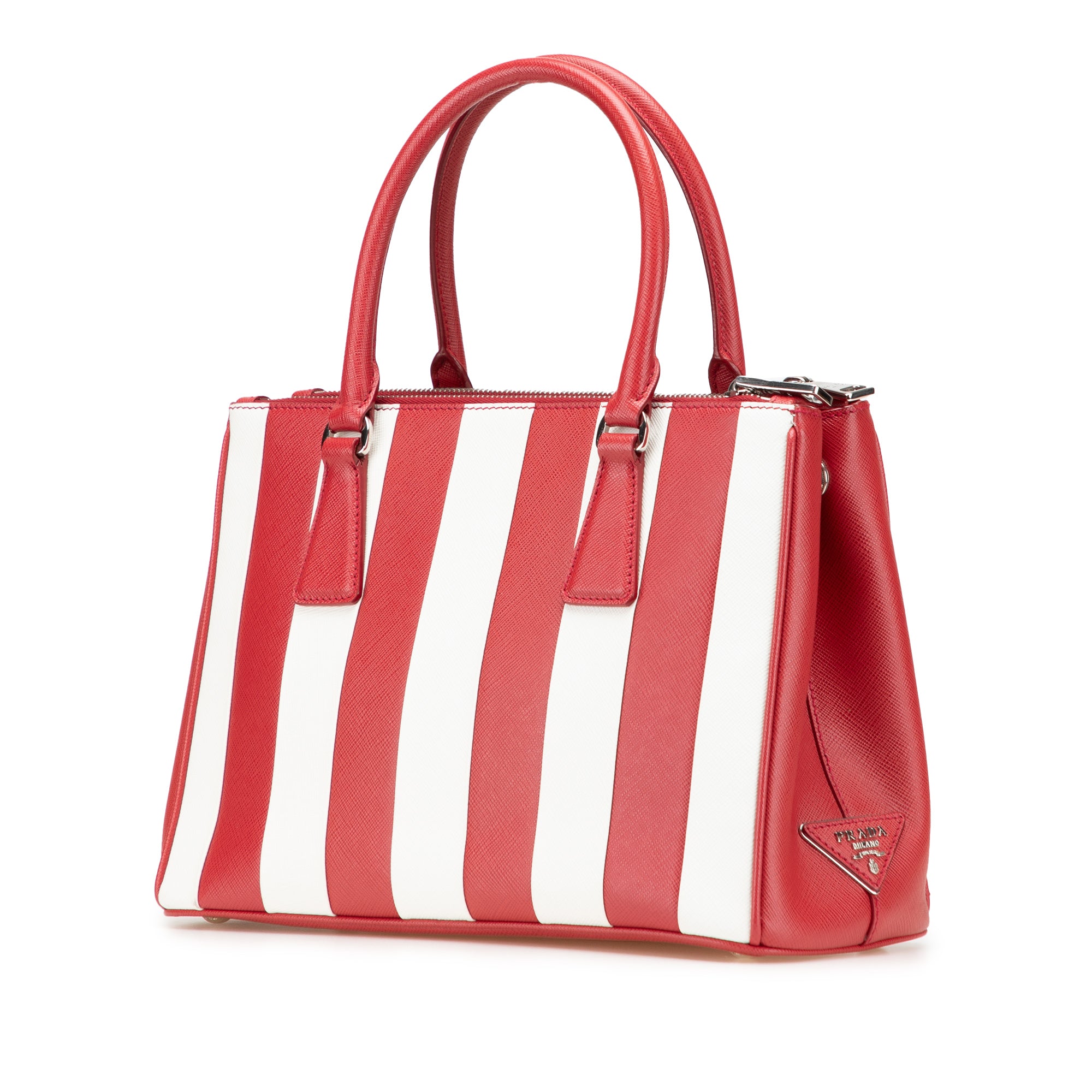Small Bicolor Saffiano Galleria Double Zip Satchel