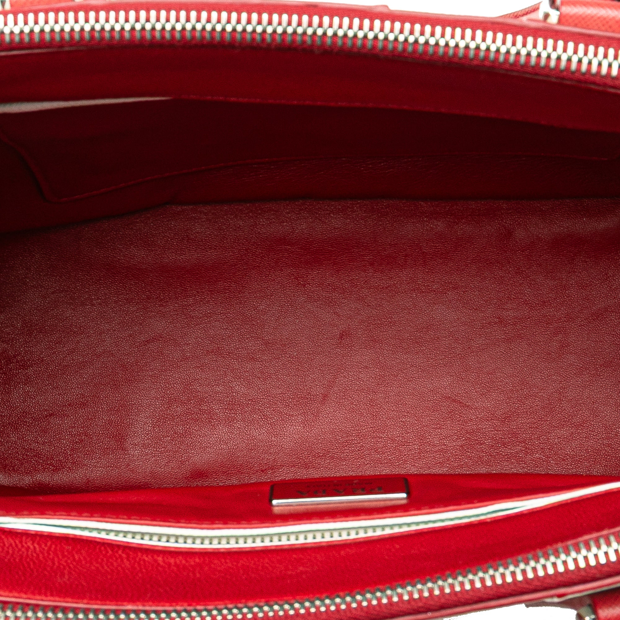 Small Bicolor Saffiano Galleria Double Zip Satchel