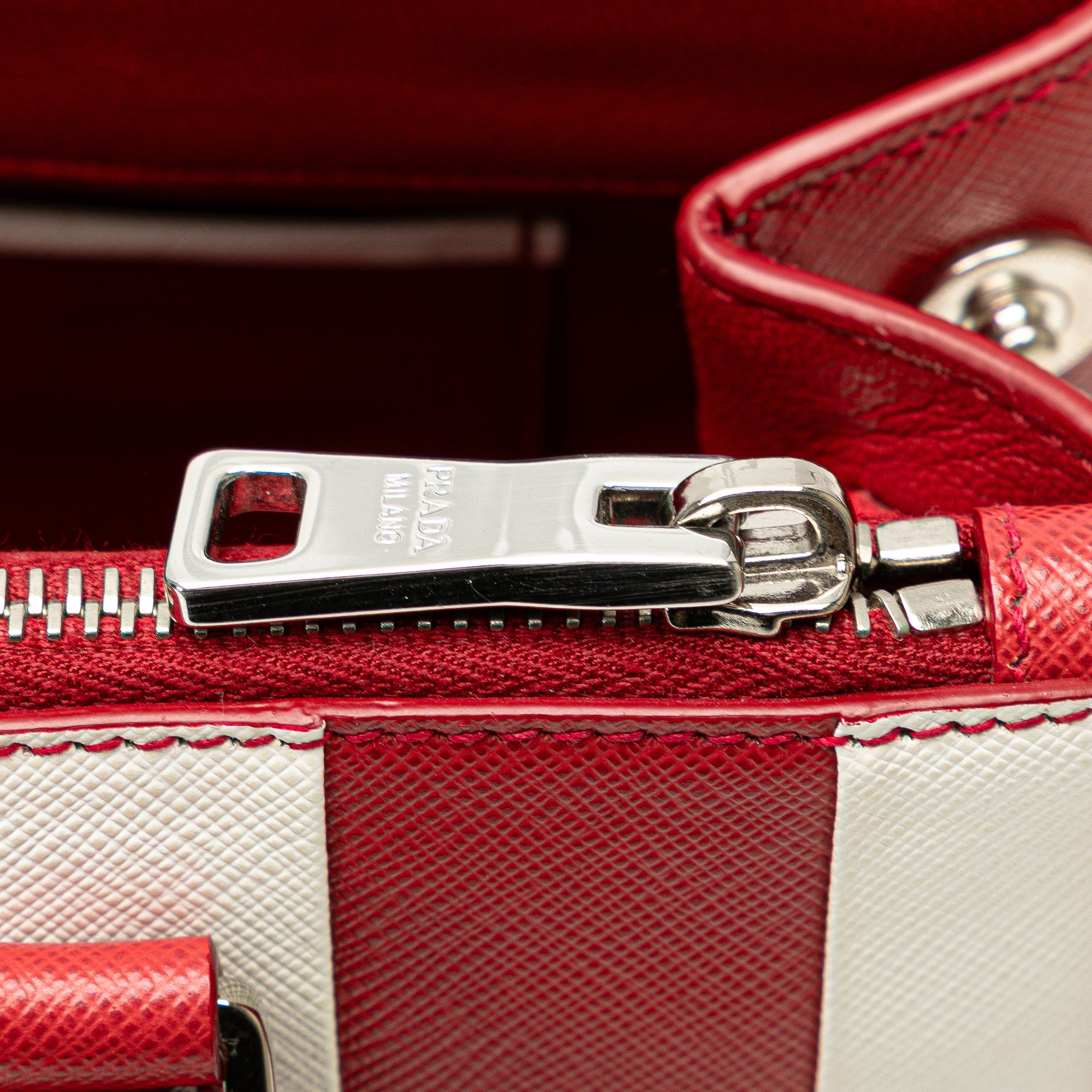 Small Bicolor Saffiano Galleria Double Zip Satchel