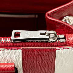 Small Bicolor Saffiano Galleria Double Zip Satchel
