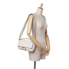 Zucca Embossed Leather Baguette Satchel