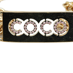 Rhinestone Coco Name Plate Chain-Link Belt