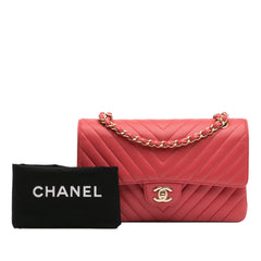 Medium Classic Chevron Lambskin Double Flap