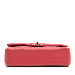 Medium Classic Chevron Lambskin Double Flap