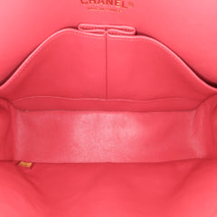 Medium Classic Chevron Lambskin Double Flap