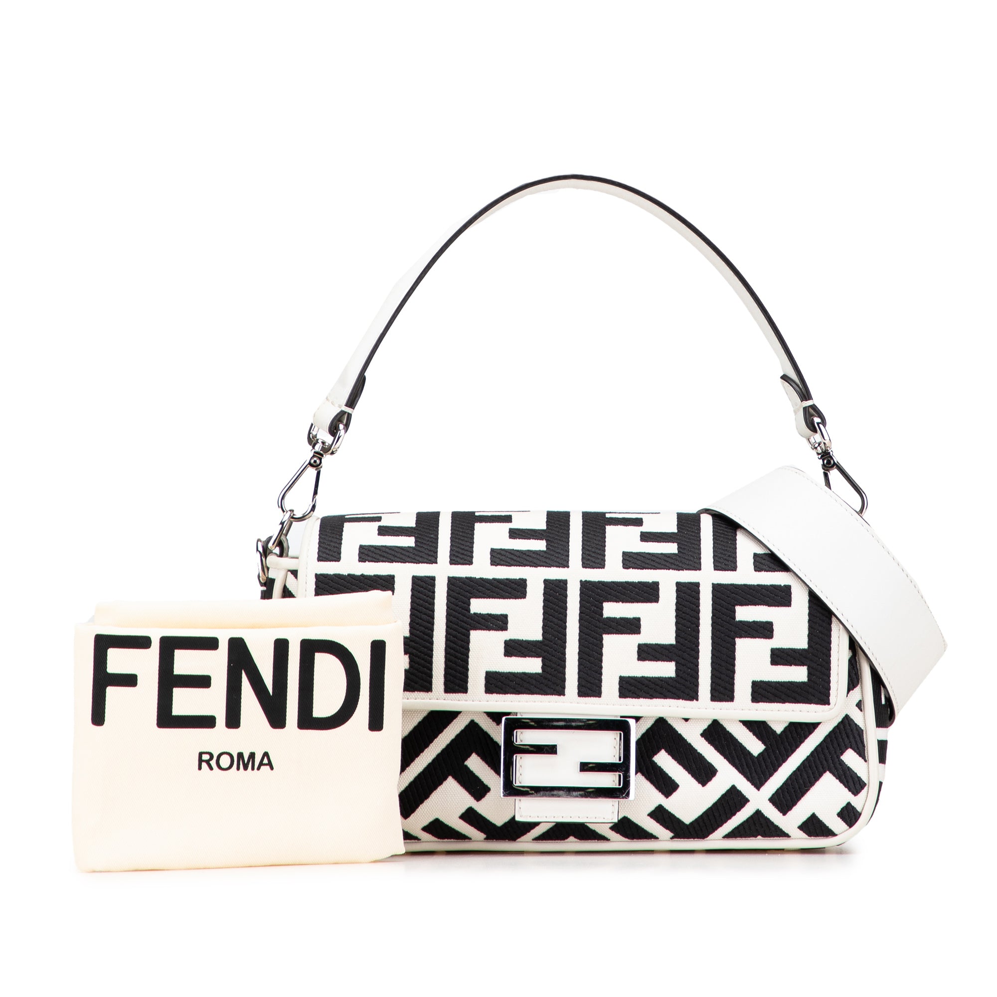 Zucca Embroidered Canvas Baguette Satchel