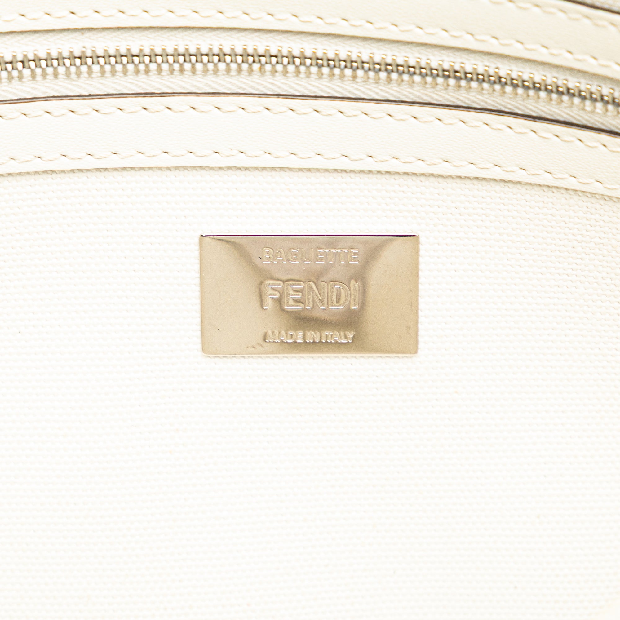 Zucca Embroidered Canvas Baguette Satchel