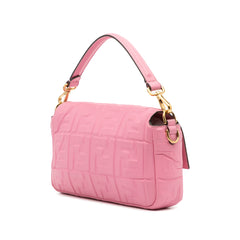 Zucca Embossed Leather Baguette Satchel