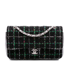 Medium Classic Quilted Tweed and Metallic Lambskin Double Flap