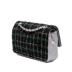 Medium Classic Quilted Tweed and Metallic Lambskin Double Flap