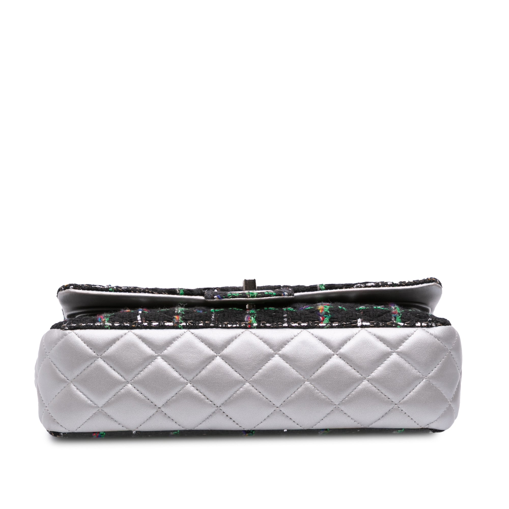 Medium Classic Quilted Tweed and Metallic Lambskin Double Flap