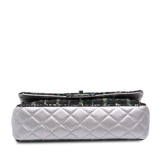 Medium Classic Quilted Tweed and Metallic Lambskin Double Flap
