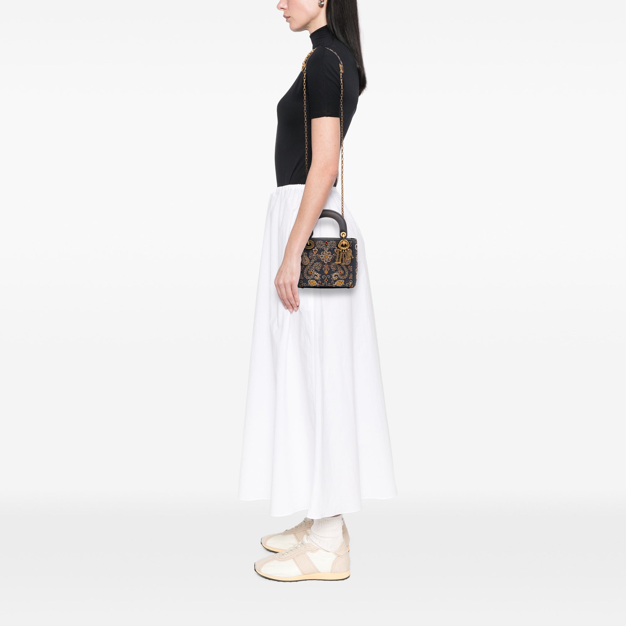 Mini Denim Embroidered Lady Dior