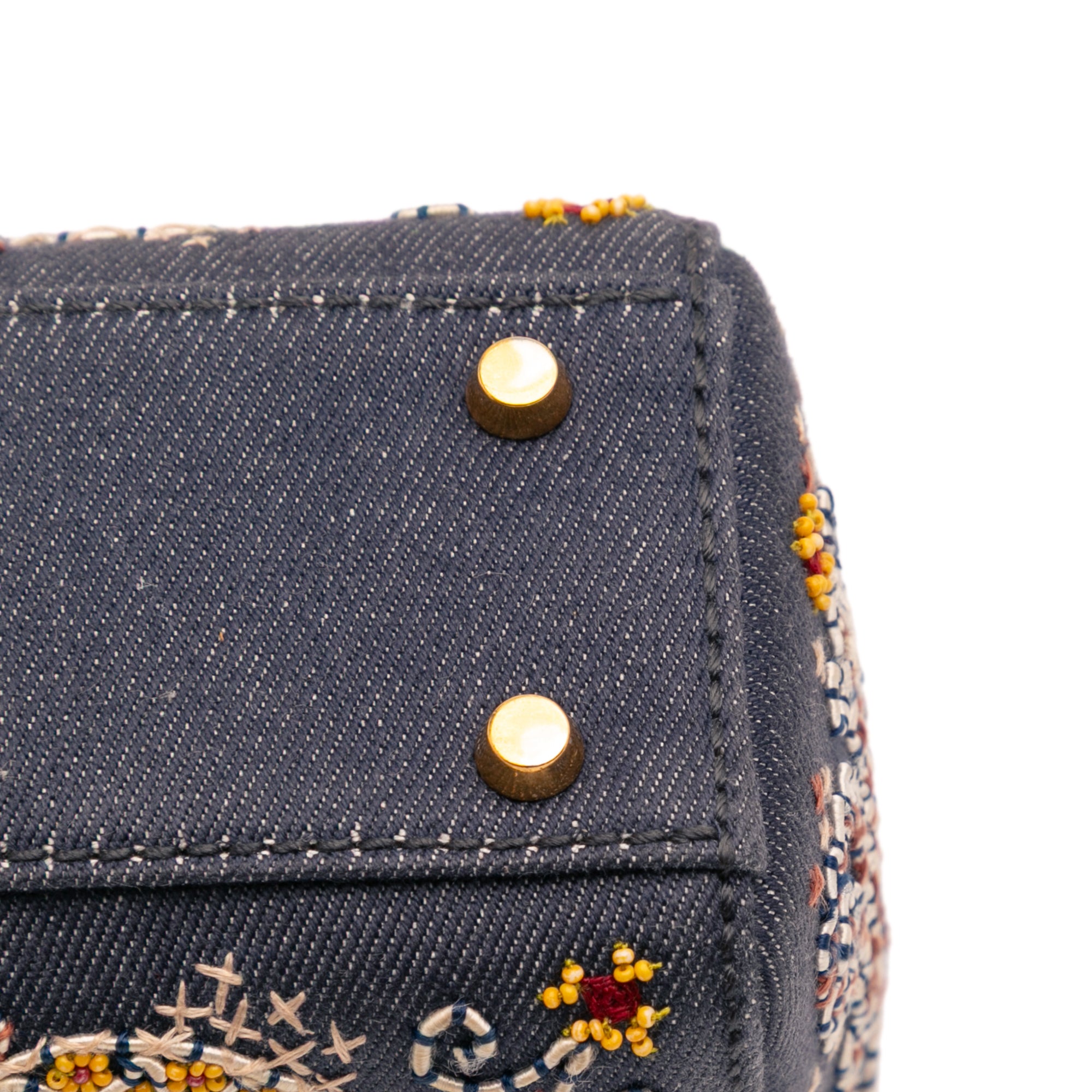 Mini Denim Embroidered Lady Dior