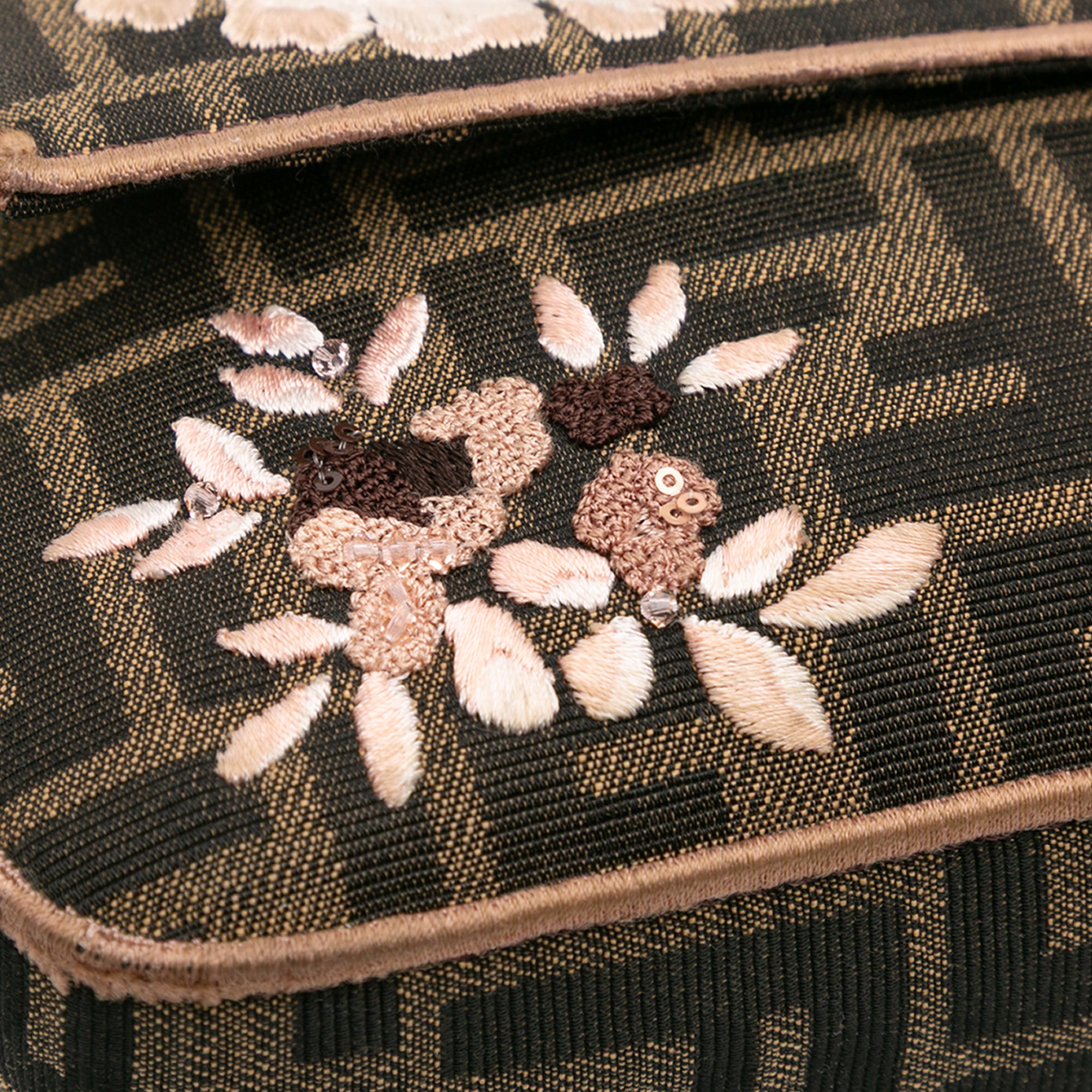 Zucca Canvas Paisley Embroidery Baguette Satchel