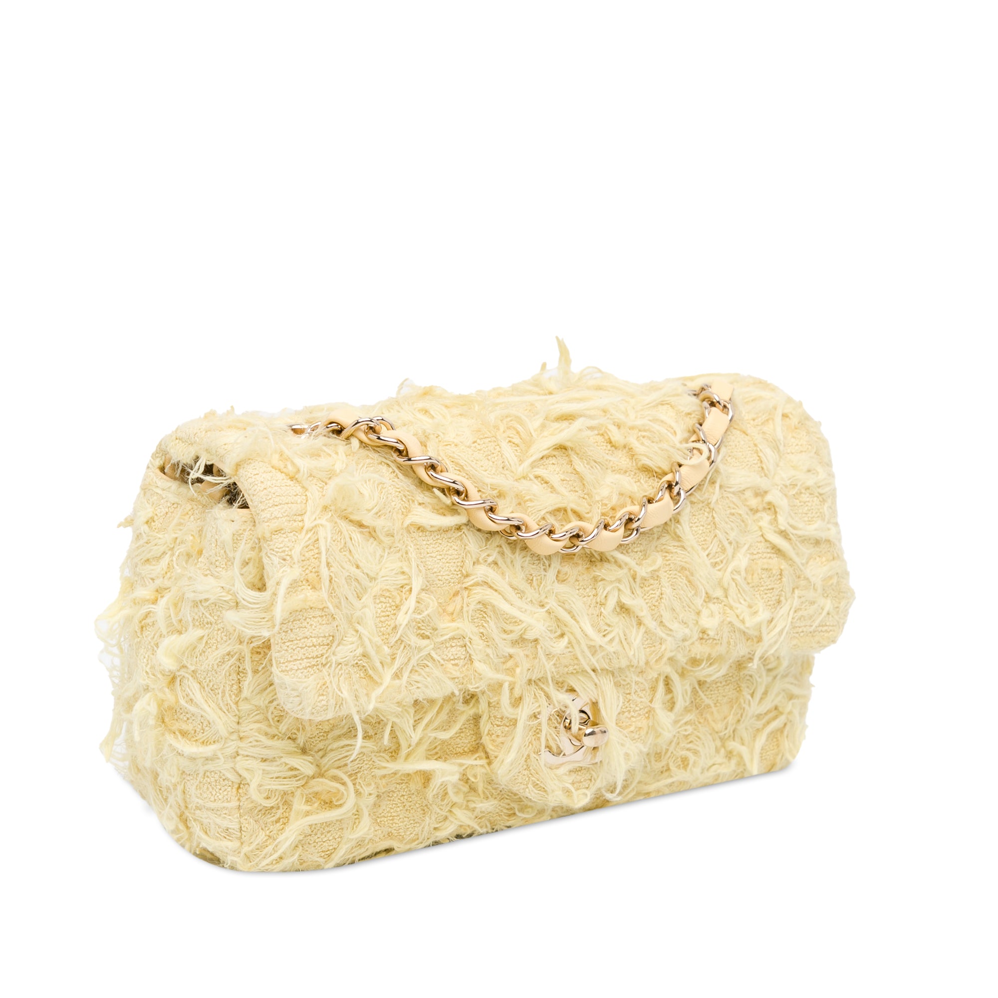 Mini Rectangular Classic Tweed Fringed Single Flap