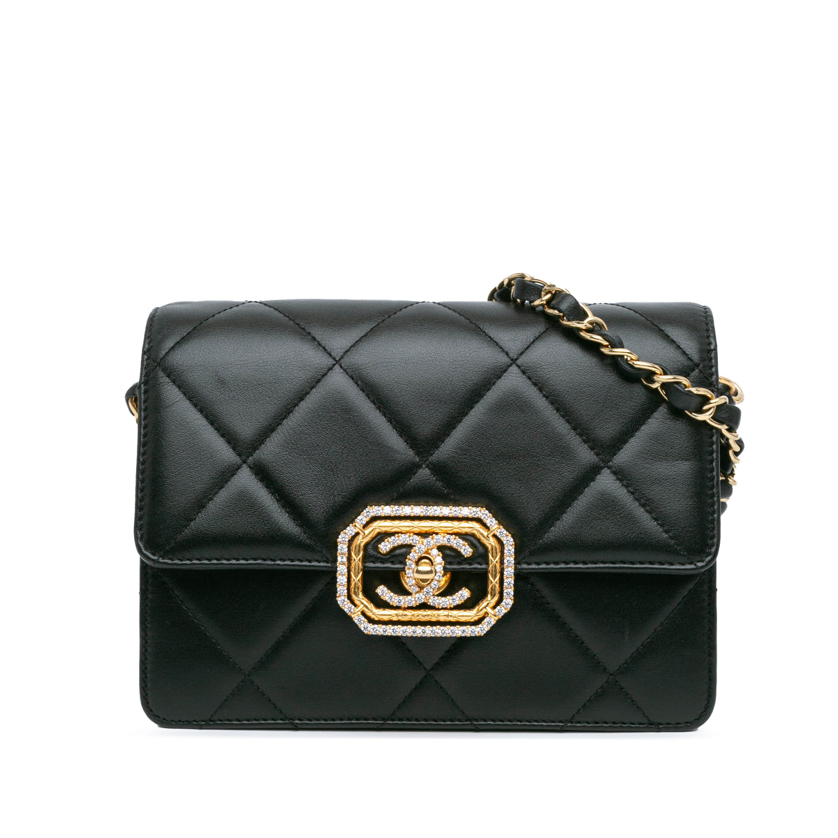 Quilted Lambskin Octagonal Buckle Crossbody