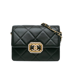Quilted Lambskin Octagonal Buckle Crossbody