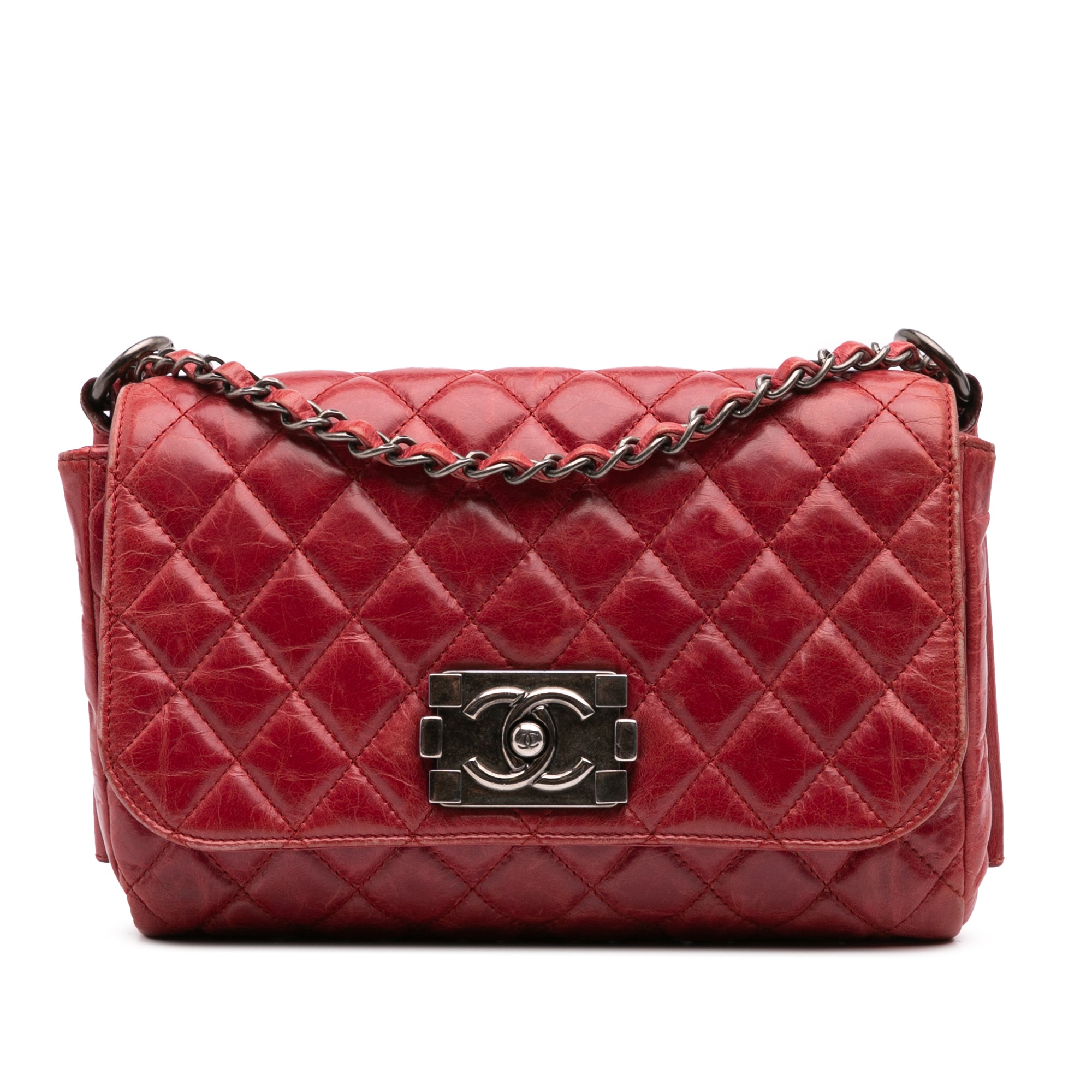 Quilted Glazed Calfskin Soft Boy Flap