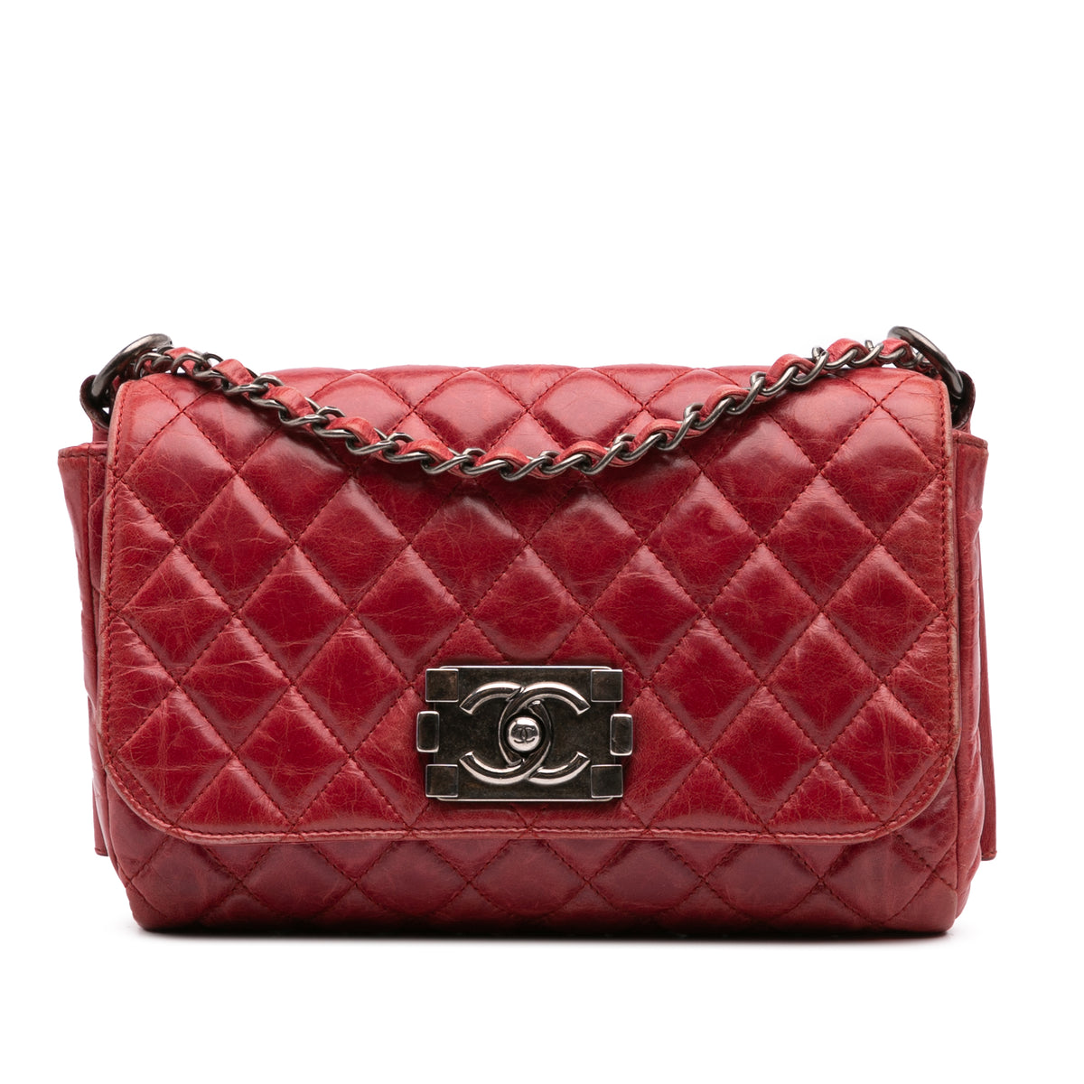 Quilted Glazed Calfskin Soft Boy Flap
