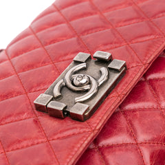 Quilted Glazed Calfskin Soft Boy Flap