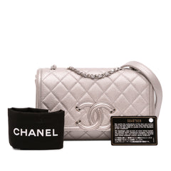Small Metallic Caviar CC Filigree Flap