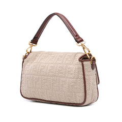 Zucca Embroidered Canvas Baguette Satchel