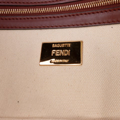 Zucca Embroidered Canvas Baguette Satchel