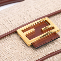 Zucca Embroidered Canvas Baguette Satchel