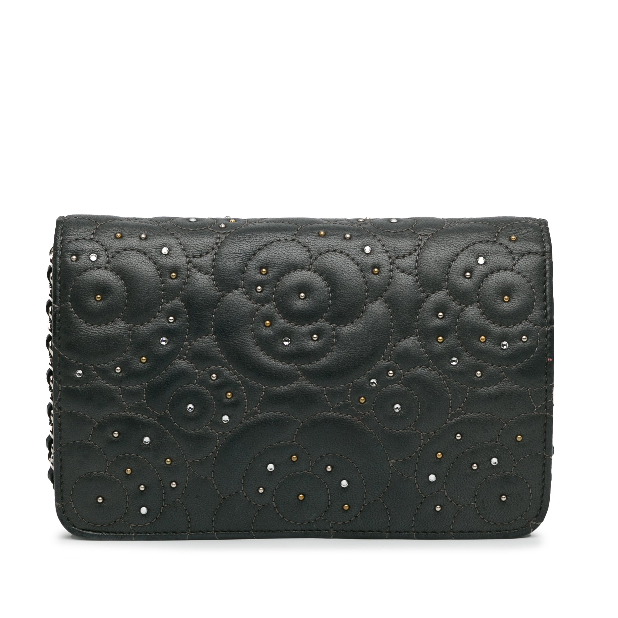 Studded Calfskin Camellia Wallet On Chain