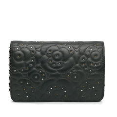 Studded Calfskin Camellia Wallet On Chain