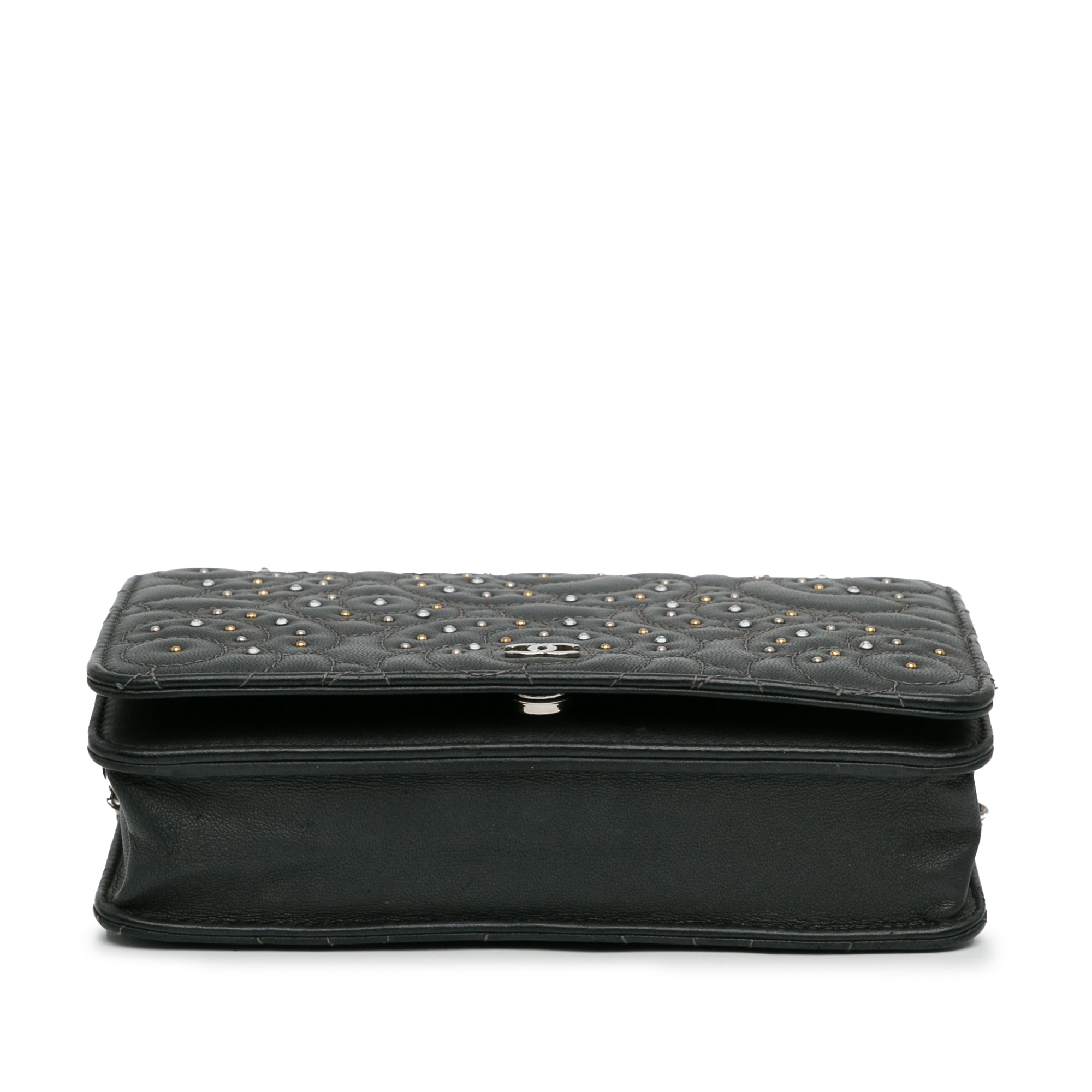 Studded Calfskin Camellia Wallet On Chain